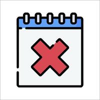 Calendar icon with an x mark on it vector