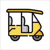 A yellow tuk tuk is shown on a white background vector