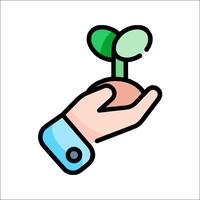 Hand holding a plant icon illustration vector