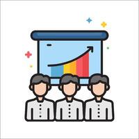 Business people with a presentation on a white background vector