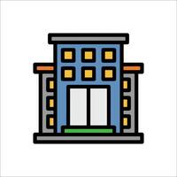 A building icon with a window and a door vector
