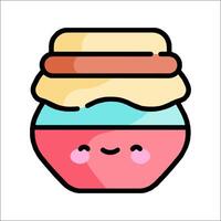 A cartoon jar with a face and a smile vector