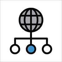 A globe with three lines and a blue dot vector
