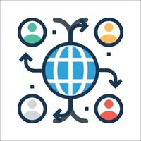 The icon for a global network is shown vector