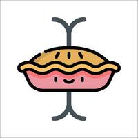 A cartoon pie with a fork on it vector