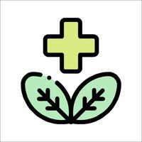 A green leaf with a cross on it vector