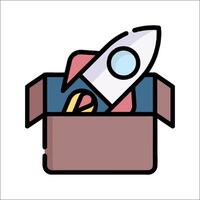 A rocket ship in a box with a red ribbon vector