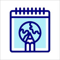 A notebook with a pencil and a globe on it vector