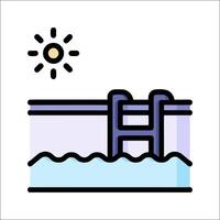 A swimming pool with a ladder and sun vector