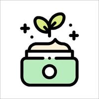 A green container with a plant growing out of it vector