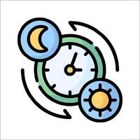 A clock and sun with a circle around it vector