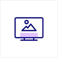 A computer monitor with a mountain on it vector