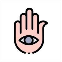 A hand with an eye on it, with a symbol of a hamsa vector