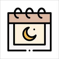 Calendar icon with a crescent moon vector