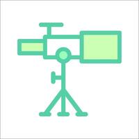 A green icon of a telescope on a tripod vector