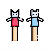 Two stick figures with different colors on them vector