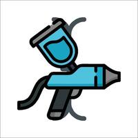 A blue spray gun with a blue shield on it vector