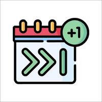 A calendar icon with arrows pointing to it vector