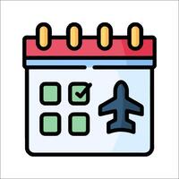 A calendar with an airplane and check mark vector