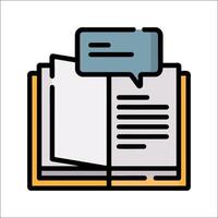 An open book with a speech bubble on it vector