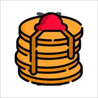 A stack of pancakes with syrup and a red hat vector