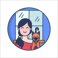A woman with a dog and a cat in a circle vector