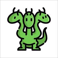 A green dinosaur with two heads and two arms vector