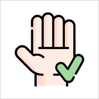 A hand with a tick mark on it vector