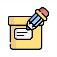A box with a pencil and a note inside vector