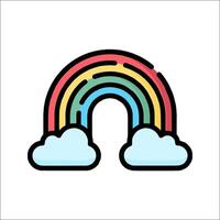 Rainbow icon with clouds and rainbow vector