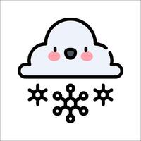 A cartoon cloud with snowflakes and a smile vector