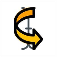 A yellow and black arrow pointing to the letter c vector