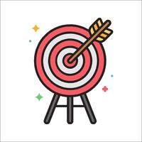 Target with arrow on it, target icon illustration vector