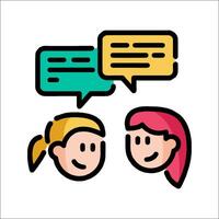 Two people talking with speech bubbles on a white background vector