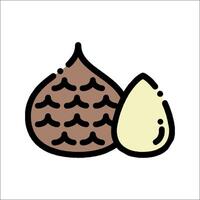 A nut and a nut shell icon vector