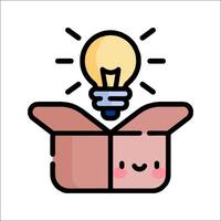 An open box with a light bulb inside vector