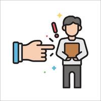 A hand pointing at a person with a book vector