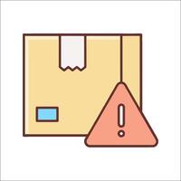A package with a caution sign and a box vector
