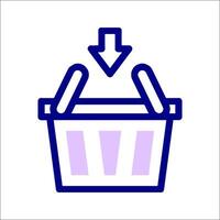 A shopping basket icon with an arrow pointing down vector