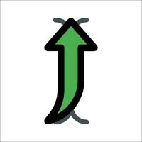A green arrow pointing up on a white background vector