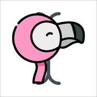 A cartoon pink flamingo with a black beak vector