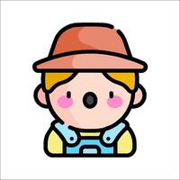 A cartoon boy wearing a hat and overalls vector