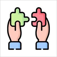 Two hands holding puzzle pieces in the shape of a heart vector