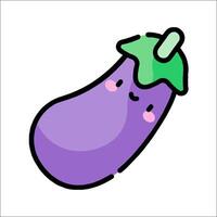 An eggplant with a green leaf on it vector