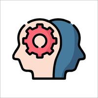 Two heads with gears in the middle of their heads vector