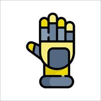 A glove with a yellow and blue hand on it vector