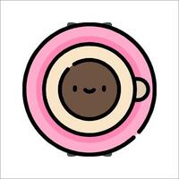 A cup of coffee with a smiley face on it vector