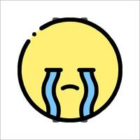 A crying emoticor with tears on his face vector