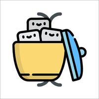 A cartoon of a bucket with a bunch of cubes vector