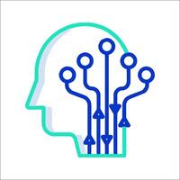 A person's head with a circuit board in it vector